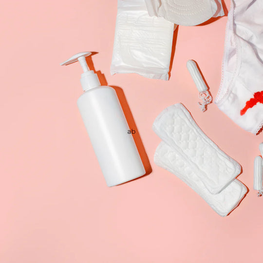 period sanitary products in a pink background